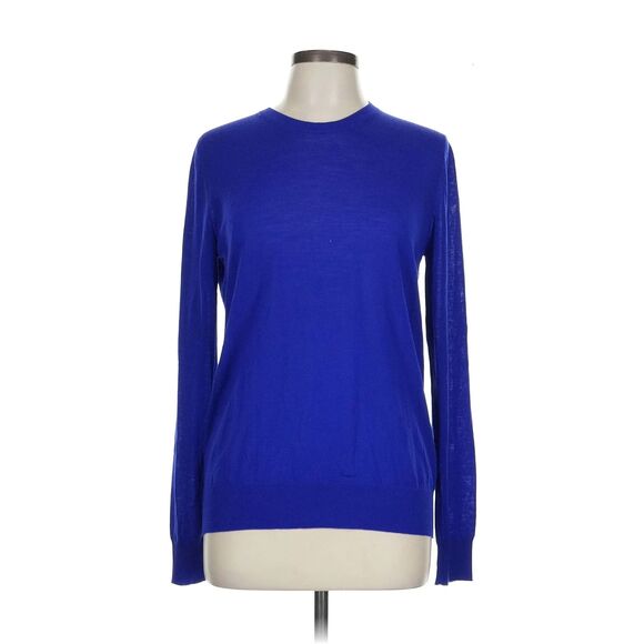 Proenza Schouler 100% Merino Wool Blue Knit Long Sleeve Crewneck Sweater Medium